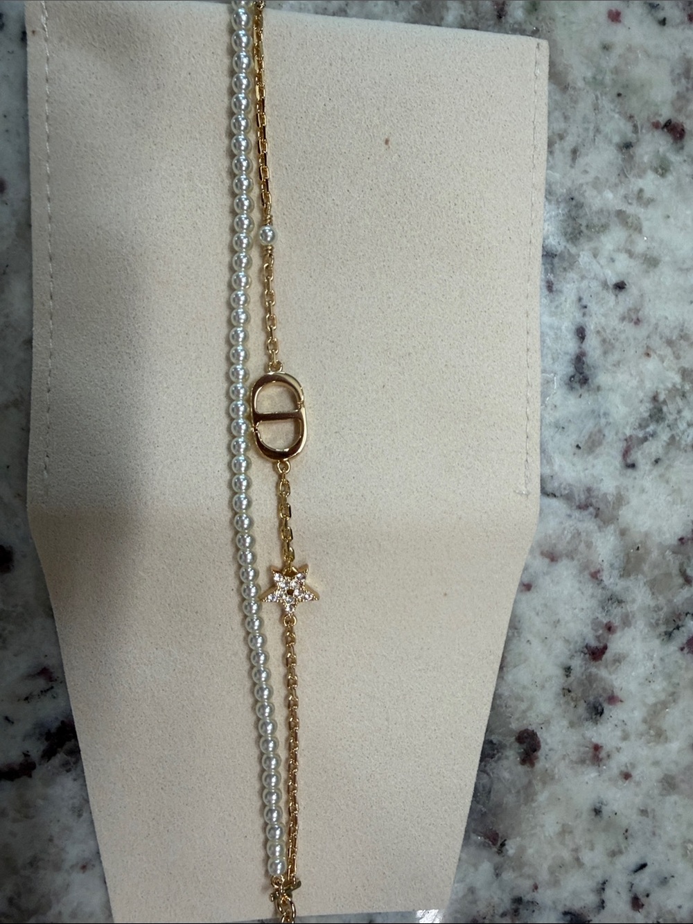 DIOR Gold Logo & Pearl Bracelet Set - Women's Jewelry